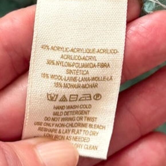 FREE PEOPLE Fluff Open Cable Knit Slouchy Mohair/Wool Sweater Pistachio Green S - Picture 5 of 6